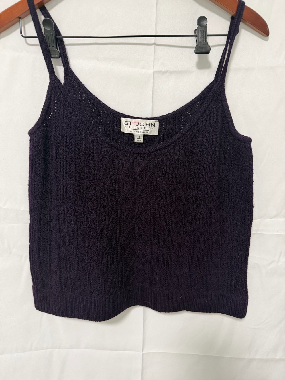 St. John Collection Purple Spaghetti-Strap Camisole